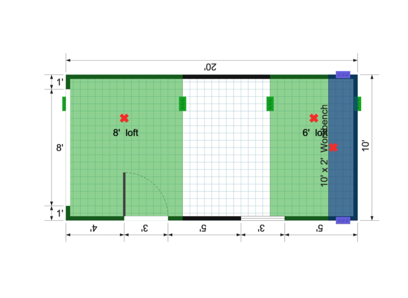 Barn Garage Shed 10×20 floor plan