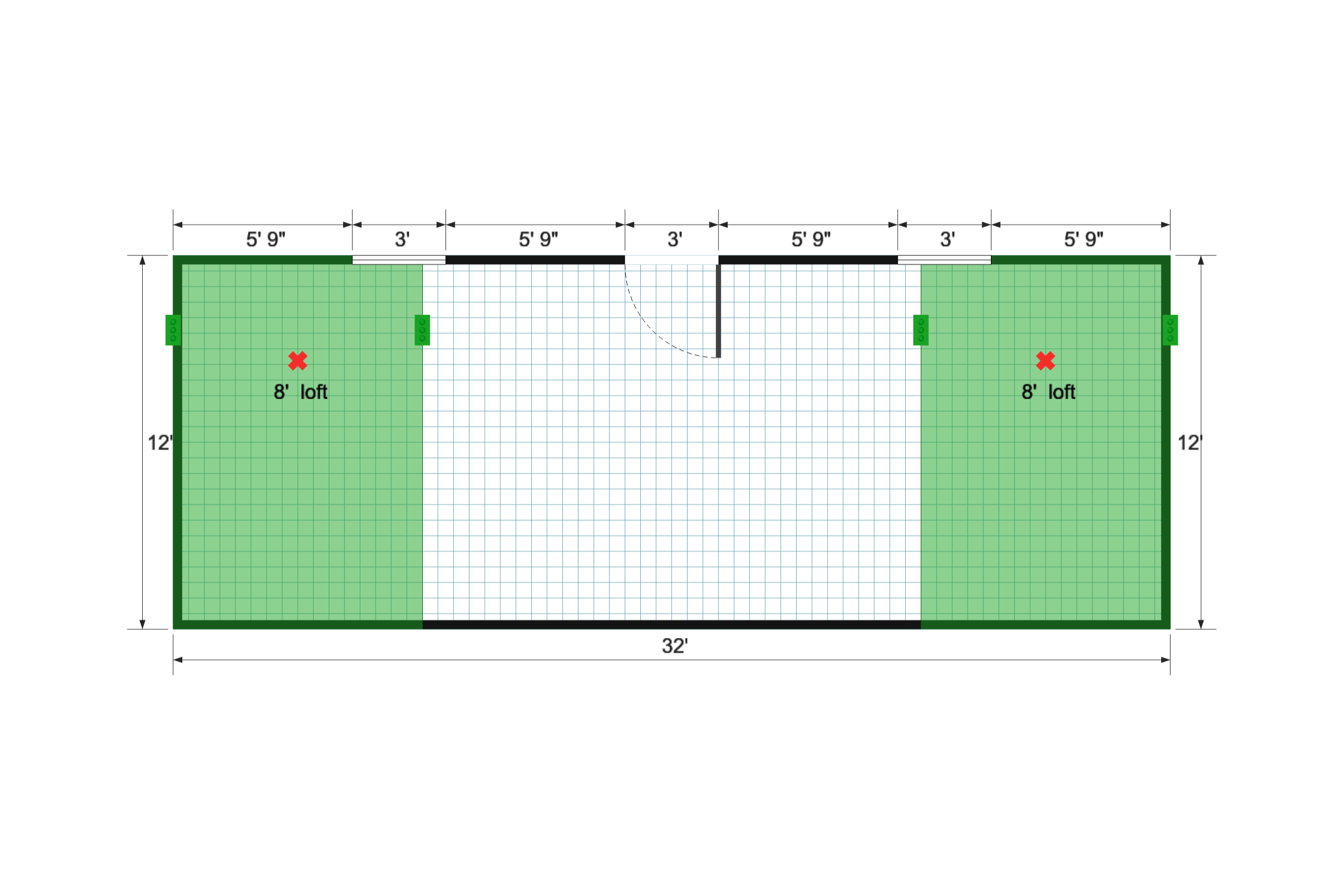 Barn Studio 12×32 floor plan