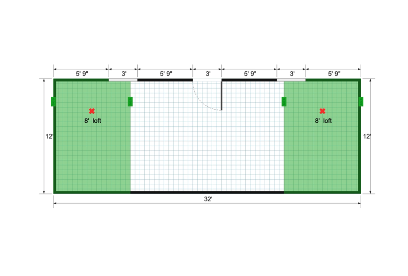 Barn Studio 12×32 floor plan