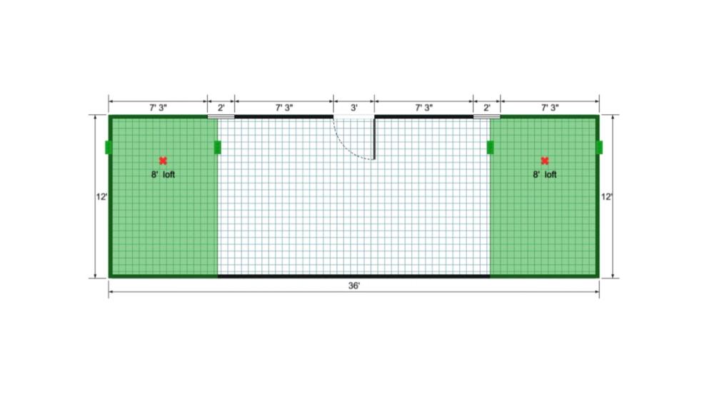 Floor plan for 12x36 Lofted Barn