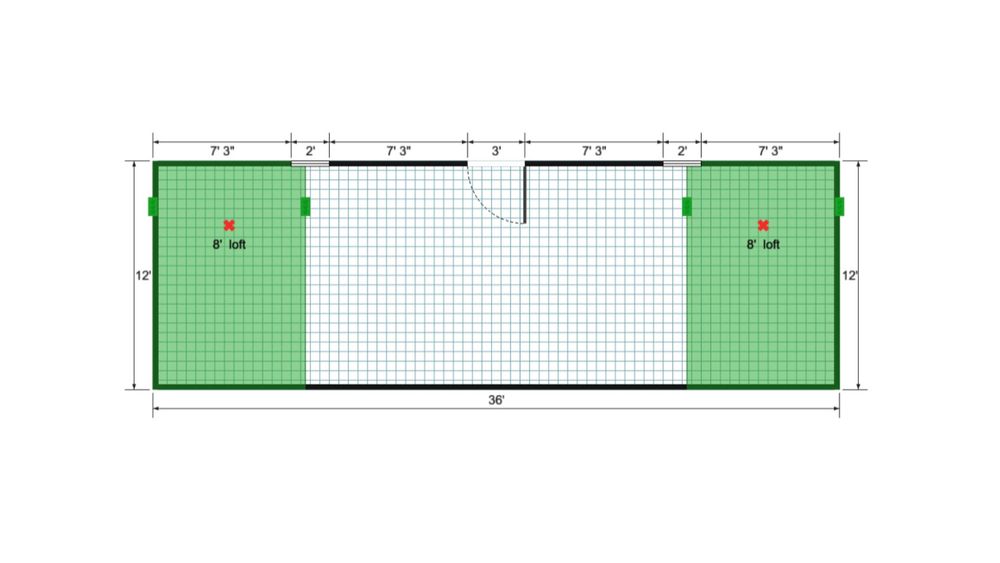 Floor plan for 12x36 Lofted Barn