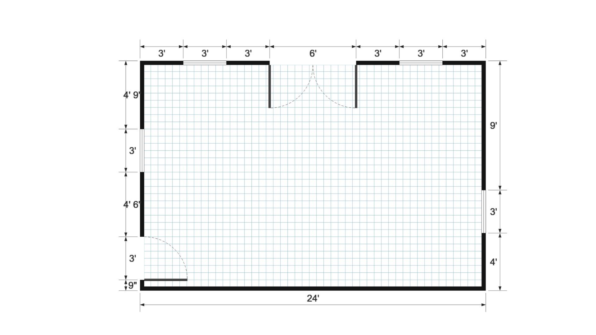 Floor plan for 16x24 Cabin Shell