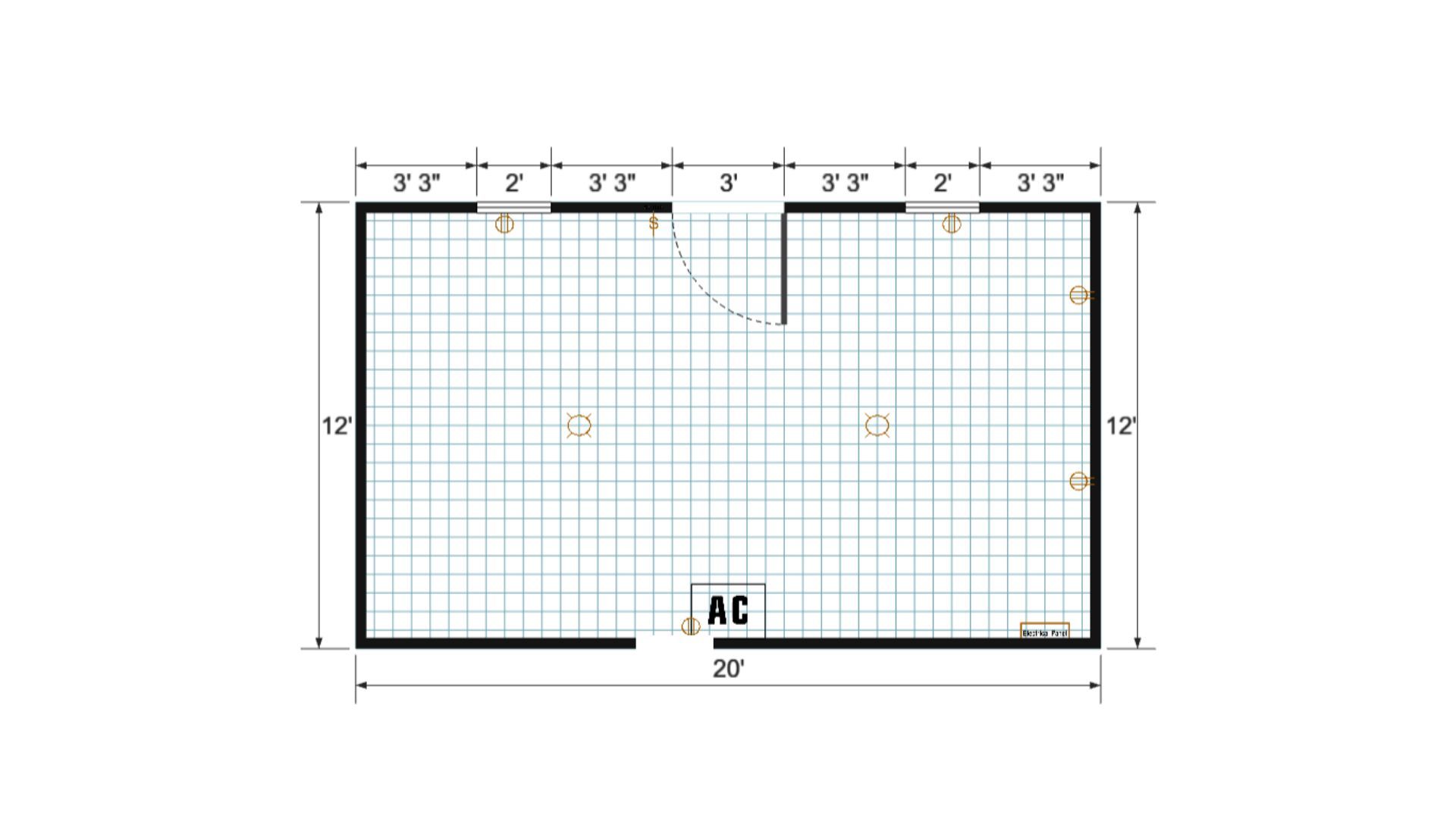 Floor plan for 12x20 Finished Gable Shed
