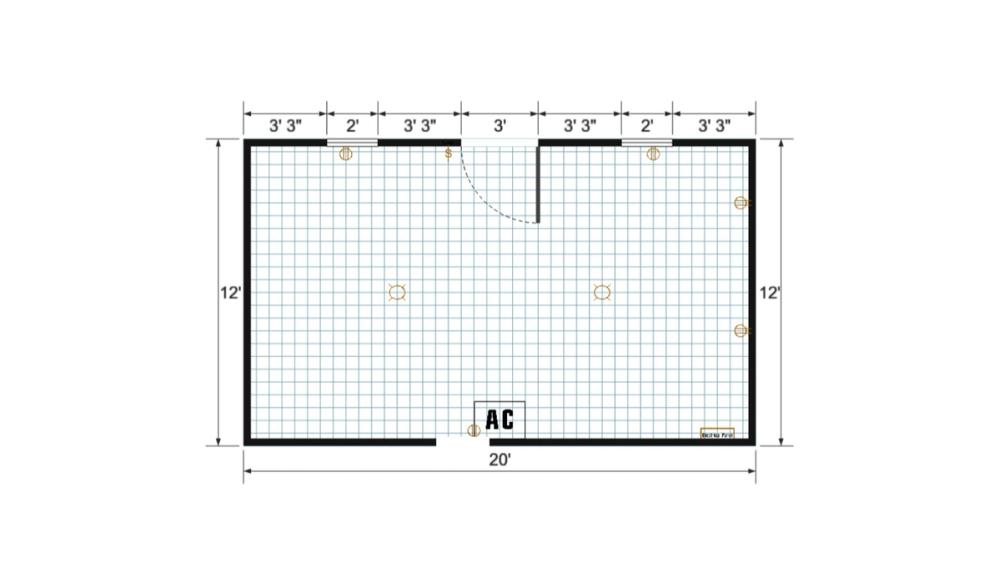 Floor plan for 12x20 Finished Gable Shed