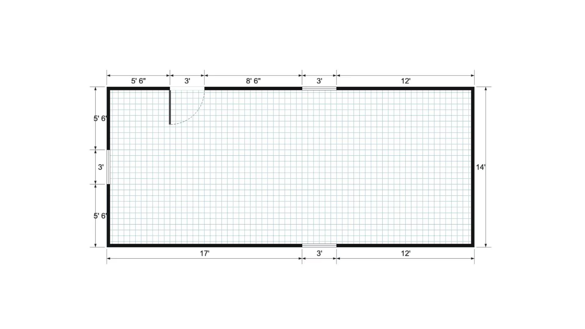 Floor plan for 14x32 Single Slope