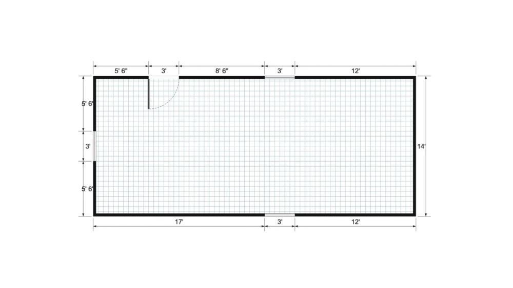 Floor plan for 14x32 Single Slope