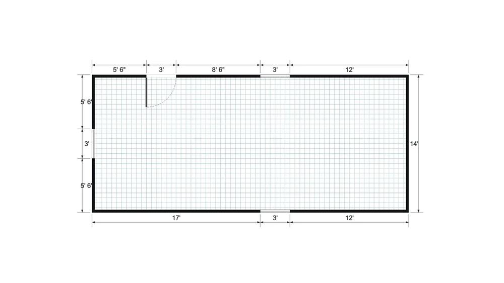 Floor plan for 14x32 Single Slope