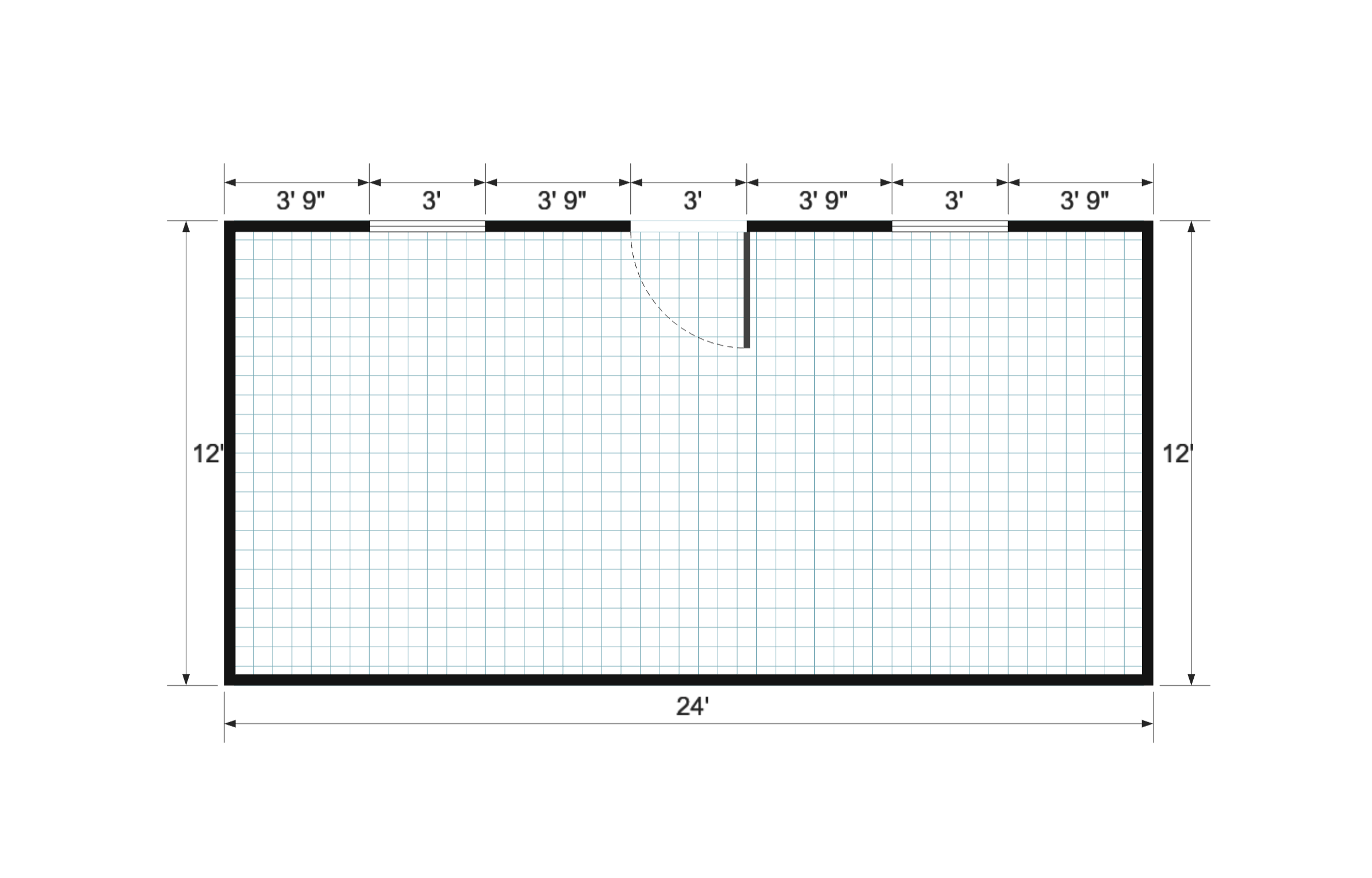 Gable Studio 12×24 floor plan