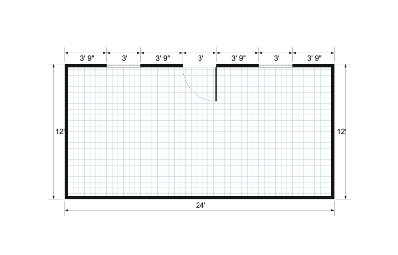 Gable Studio 12×24 floor plan