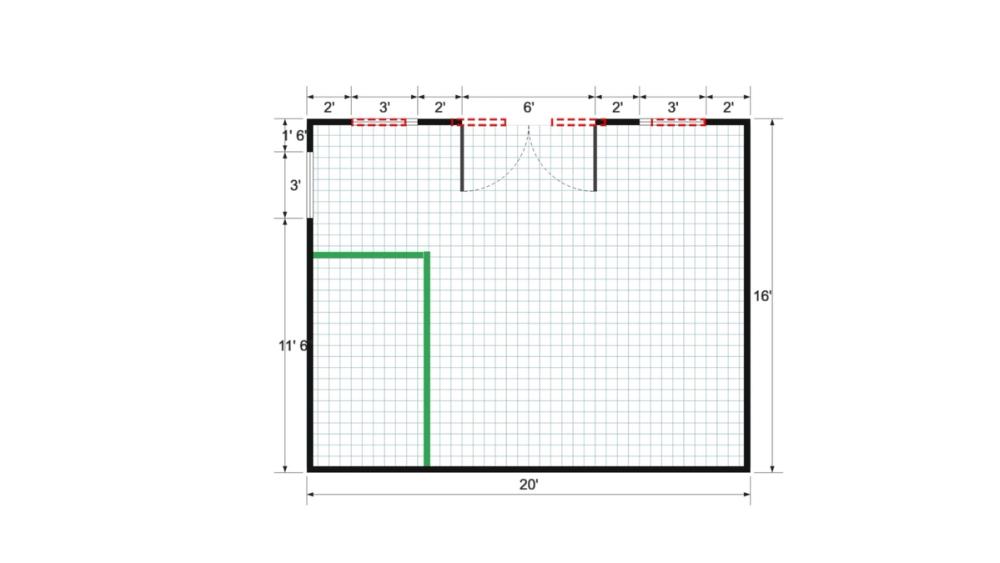 Floor plan for 16x20 Single Slope