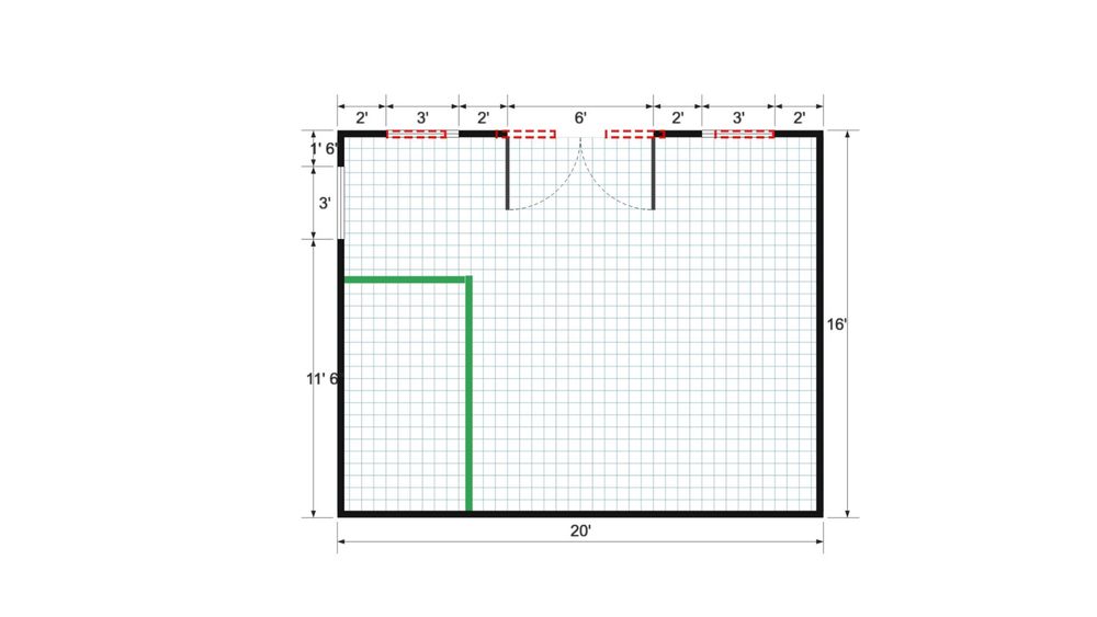 Floor plan for 16x20 Single Slope