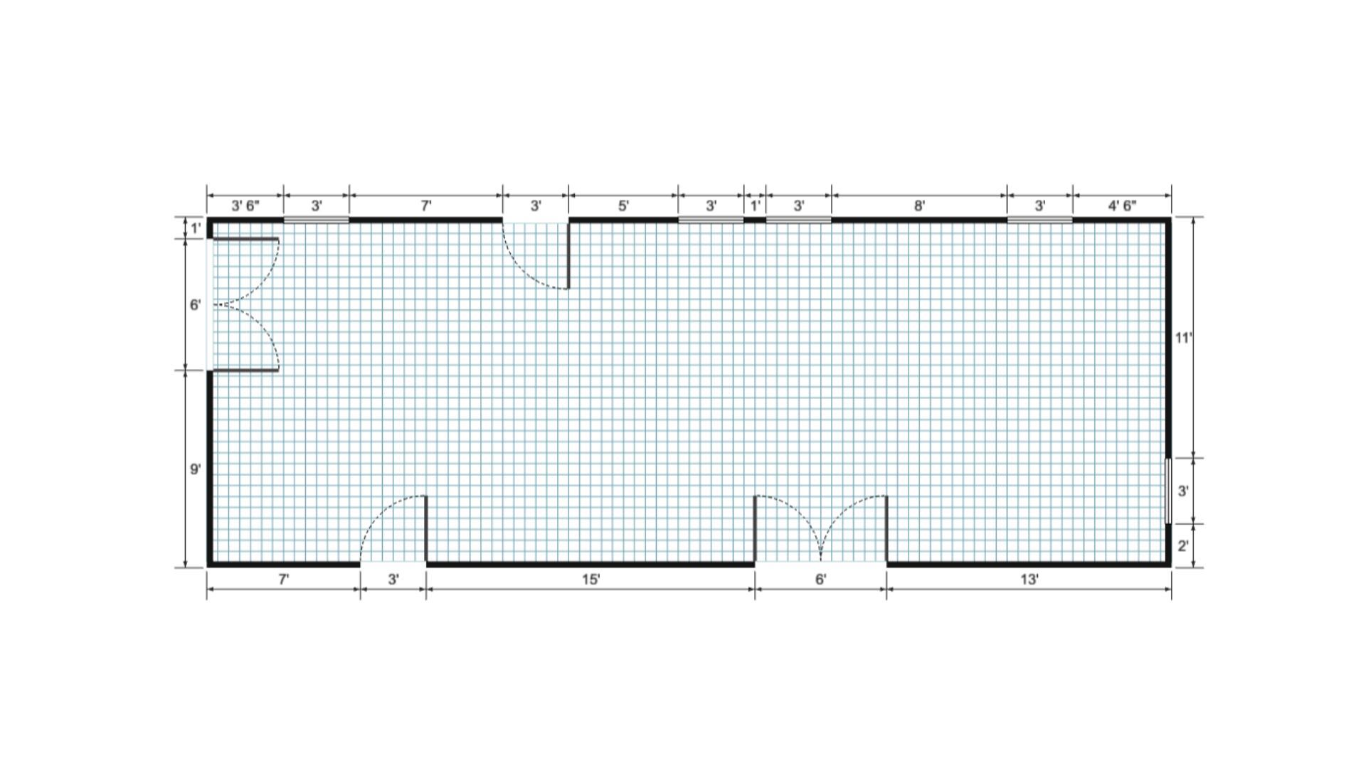 Floor plan for 16x44 Cabin Shell
