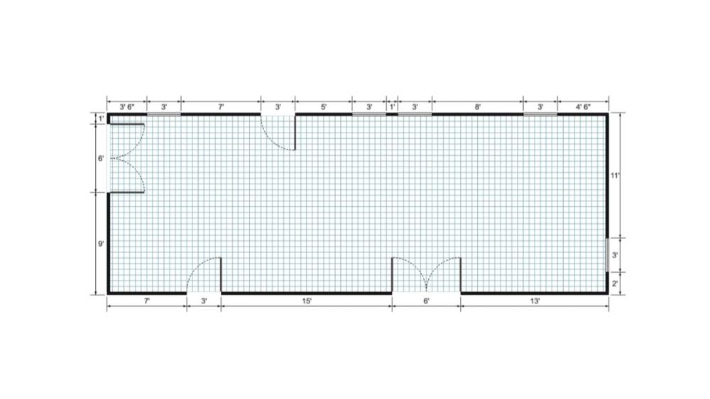 Floor plan for 16x44 Cabin Shell