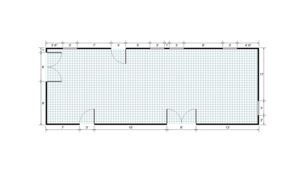 Floor plan for 16x44 Cabin Shell