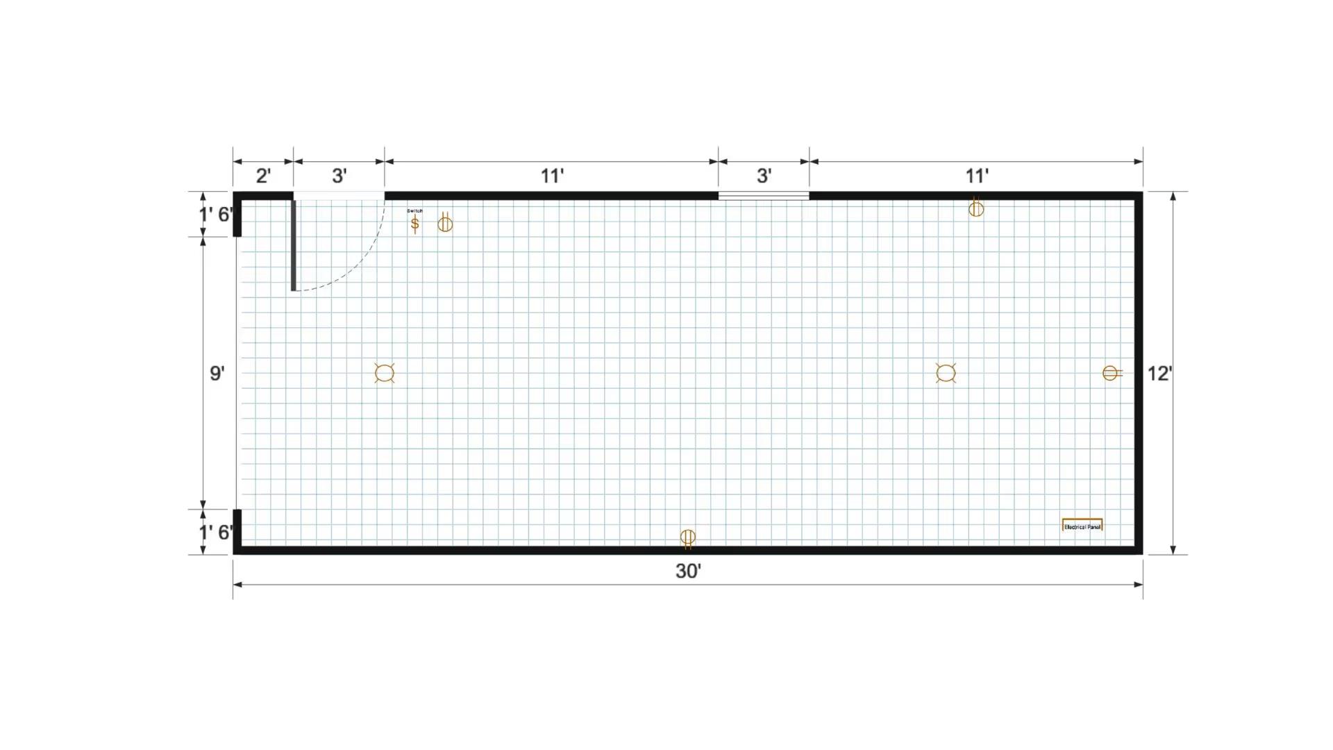 Floor plan for 12x30 Gable Shed
