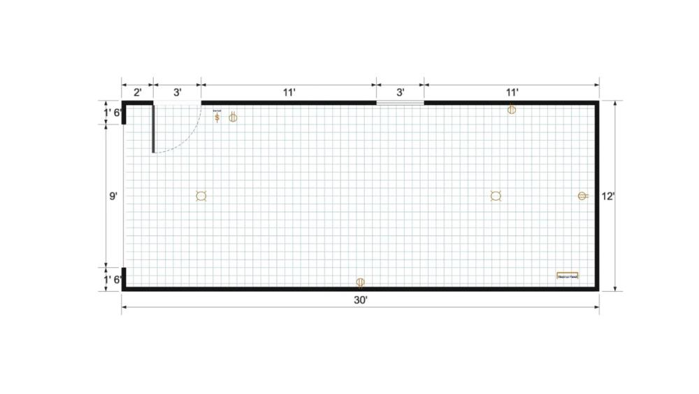 Floor plan for 12x30 Gable Shed