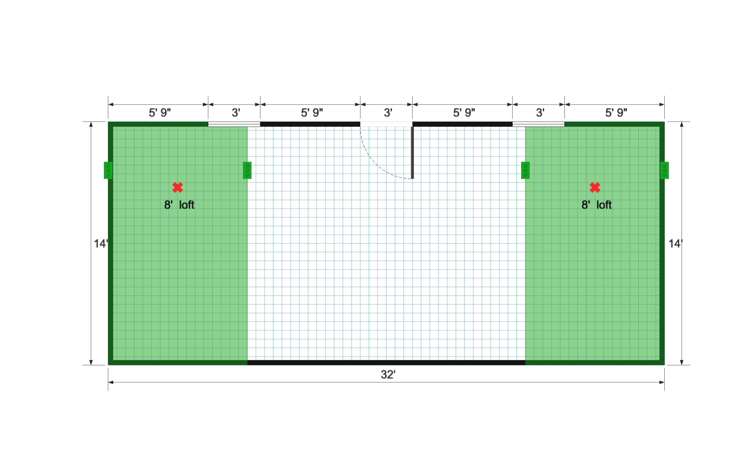 Barn Studio 14×32 floor plan