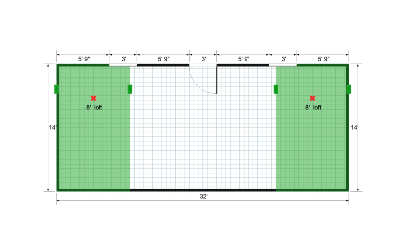 Barn Studio 14×32 floor plan