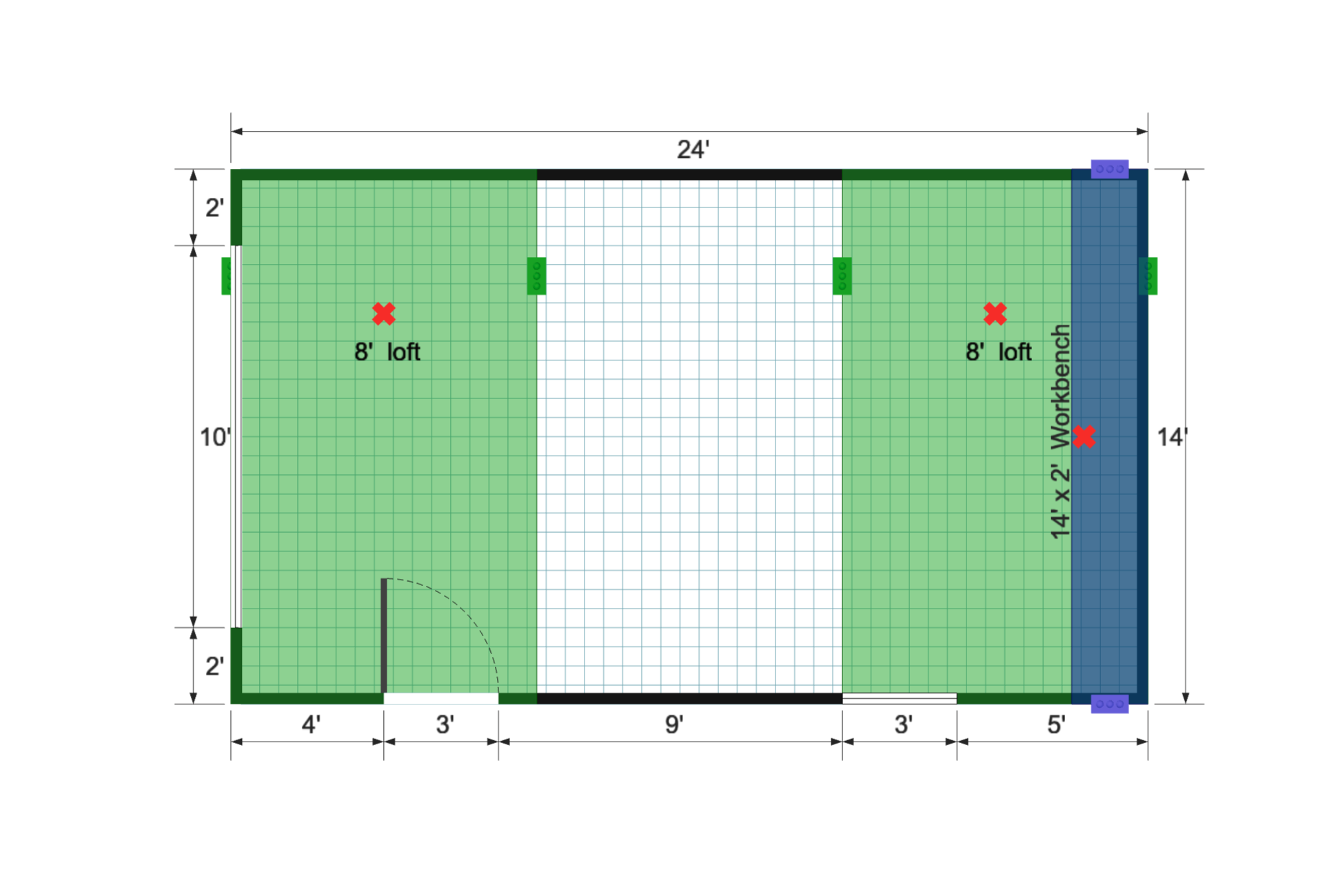 Barn Garage Shed 14×24 floor plan