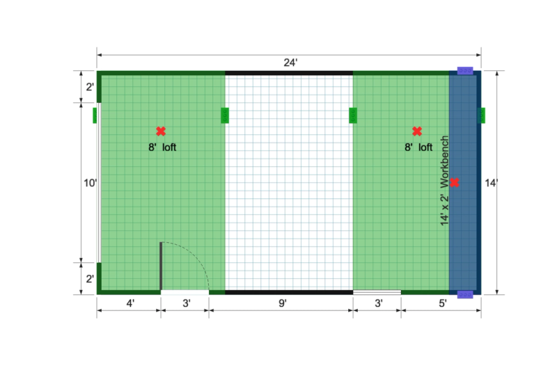 Barn Garage Shed 14×24 floor plan