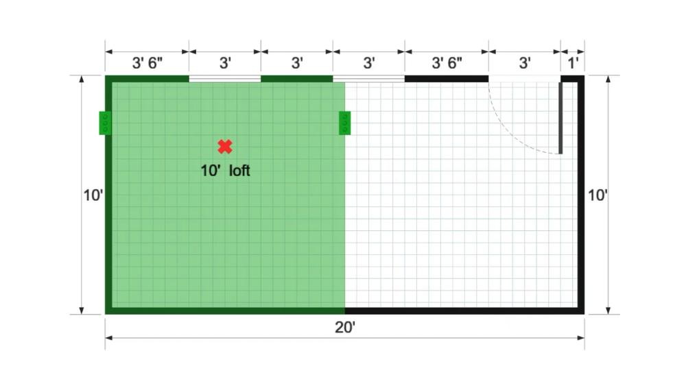 Floor plan for 10x20 Lofted Barn