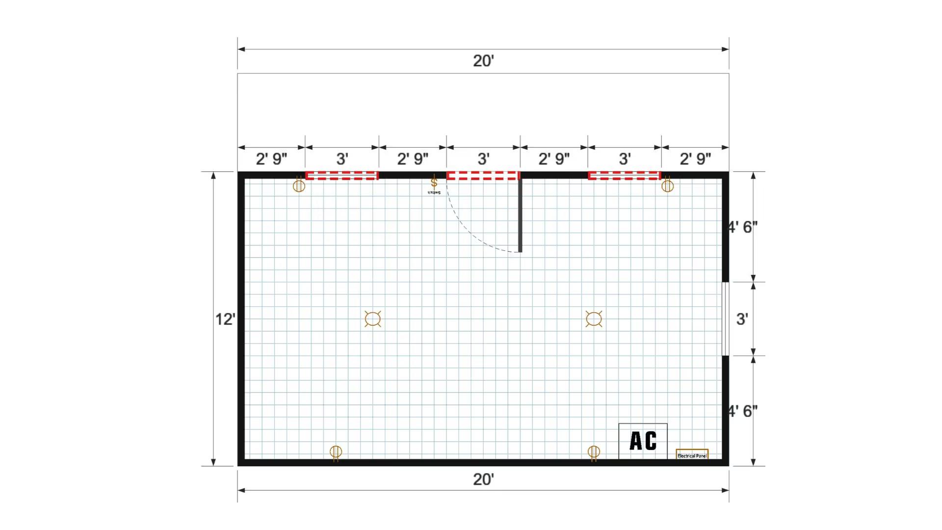 Floor plan for 16x20 Single Slope Cottage
