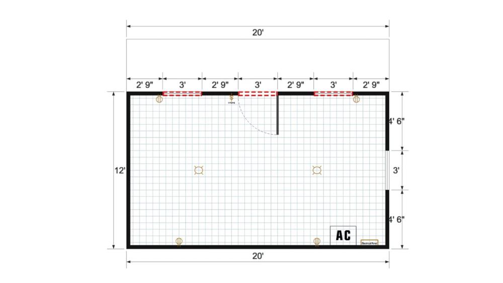 Floor plan for 16x20 Single Slope Cottage