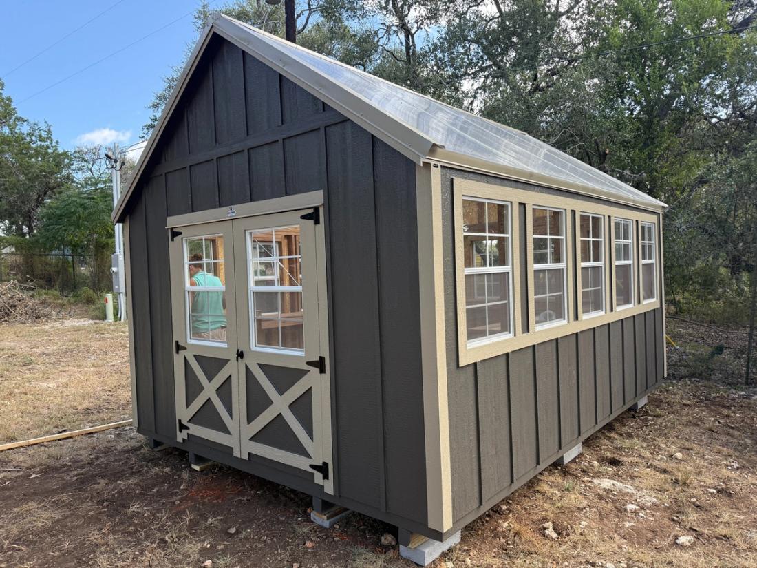 12x16 Gable Greenhouse with Poly Roof & Window Walls — exterior