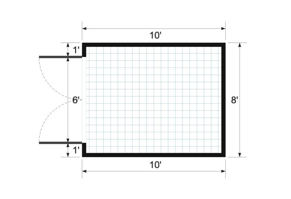 Floor plan for 8x10 Basic Shed With Double Doors