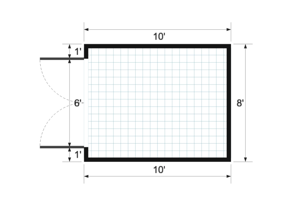 Floor plan for 8x10 Basic Shed With Double Doors