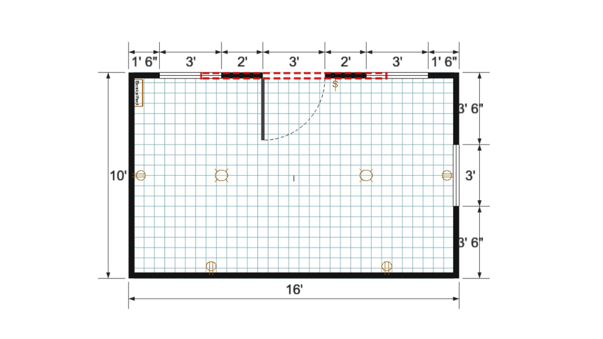 Floor plan for 10x16 Gable Shed