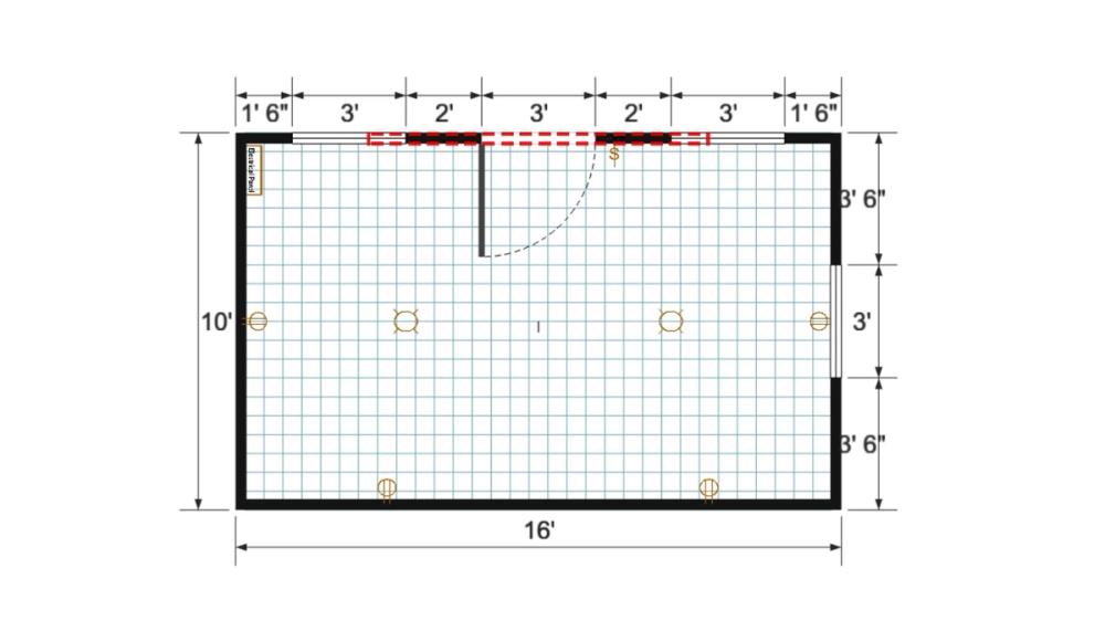 Floor plan for 10x16 Gable Shed