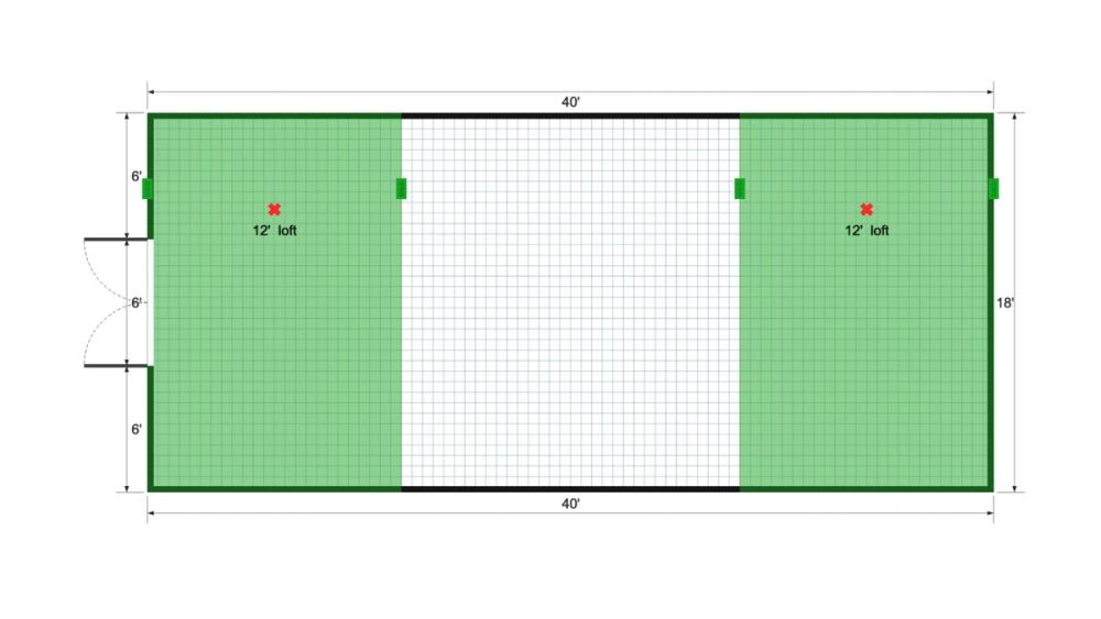 Floor plan for 18x40 Lofted Barn