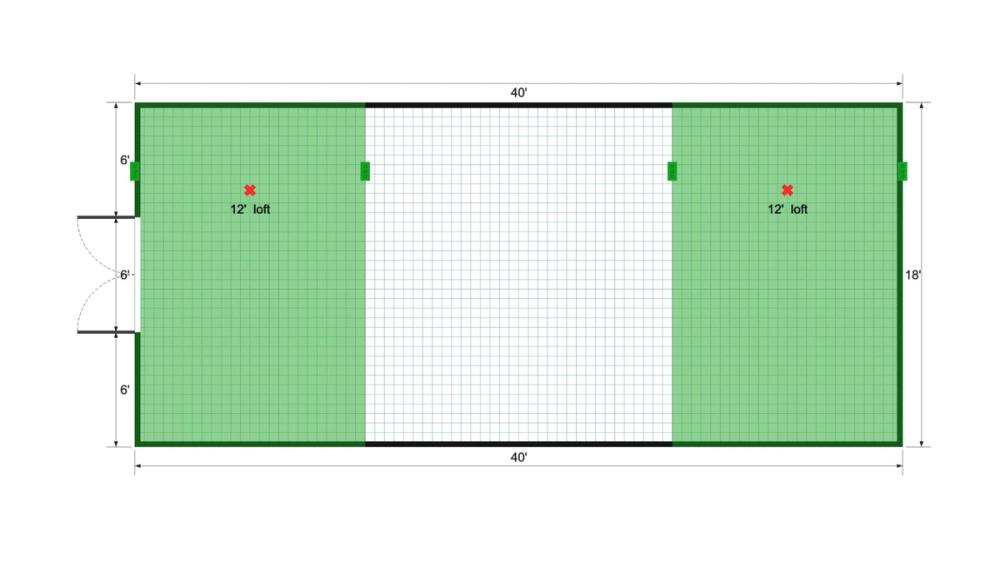 Floor plan for 18x40 Lofted Barn