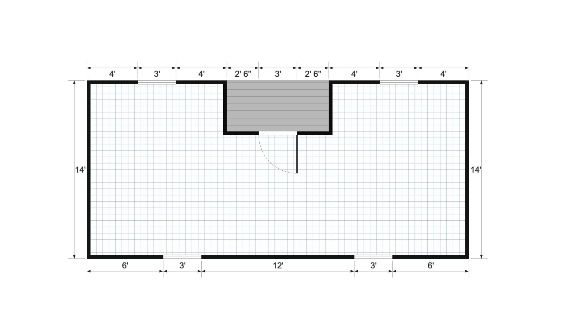 Floor plan for 14x30 Gable Shed