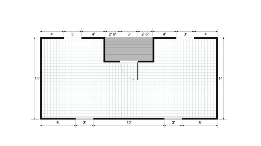 Floor plan for 14x30 Gable Shed
