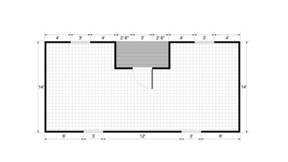 Floor plan for 14x30 Gable Shed