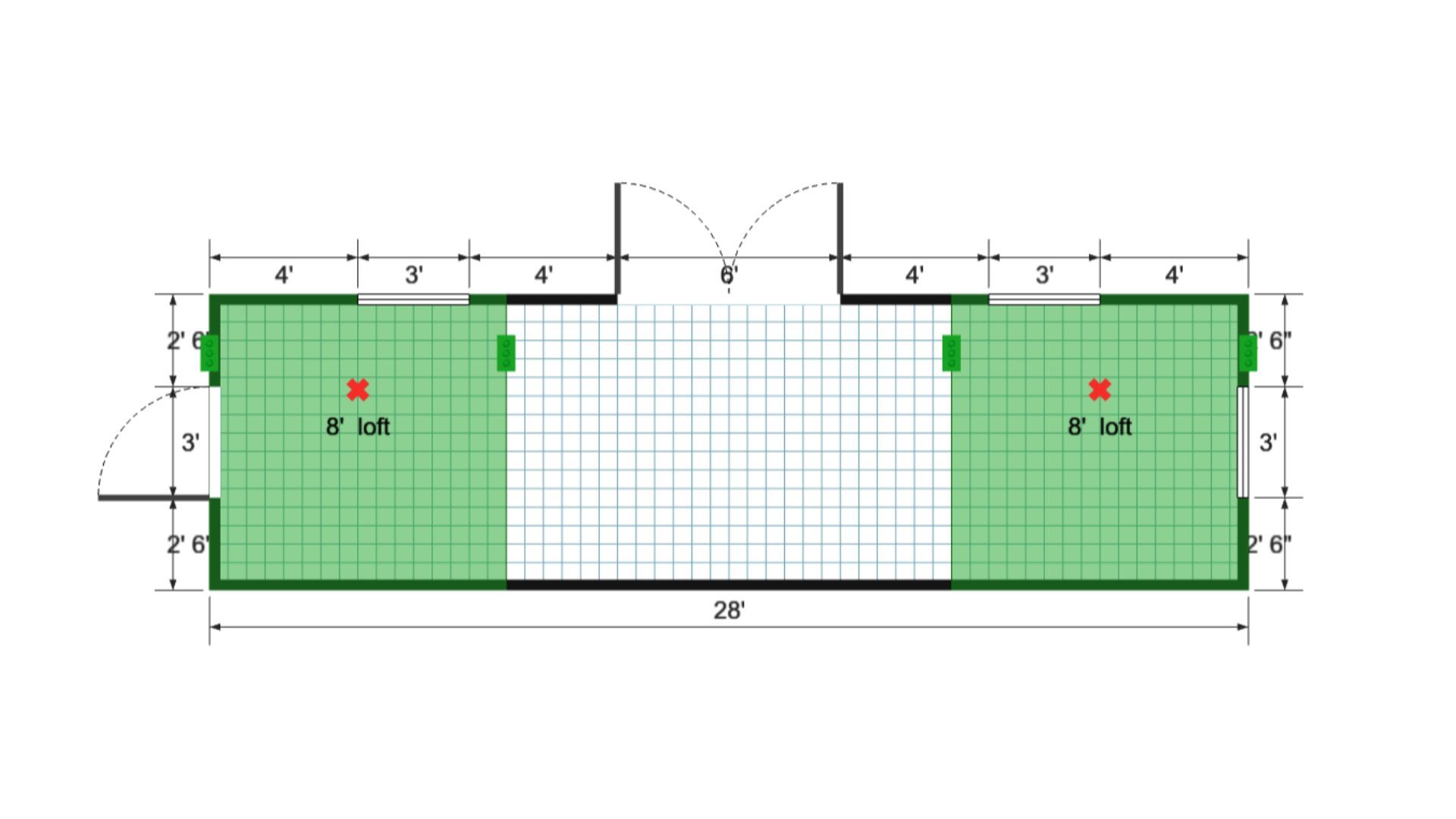 Floor plan for 8x28 Lofted Barn