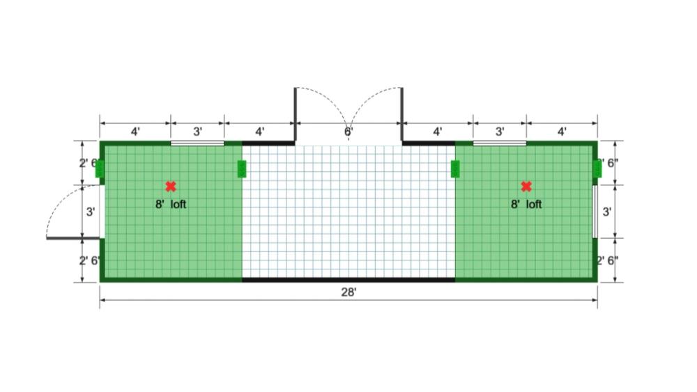 Floor plan for 8x28 Lofted Barn