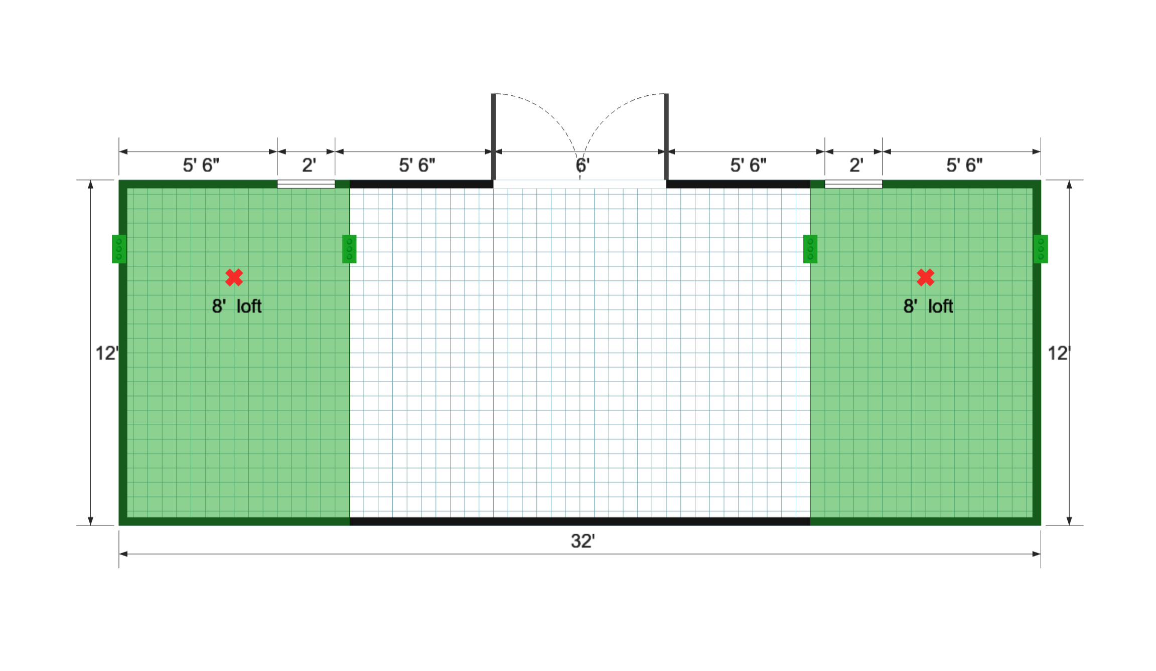 Side-Entry Premier Barn 12×32 floor plan