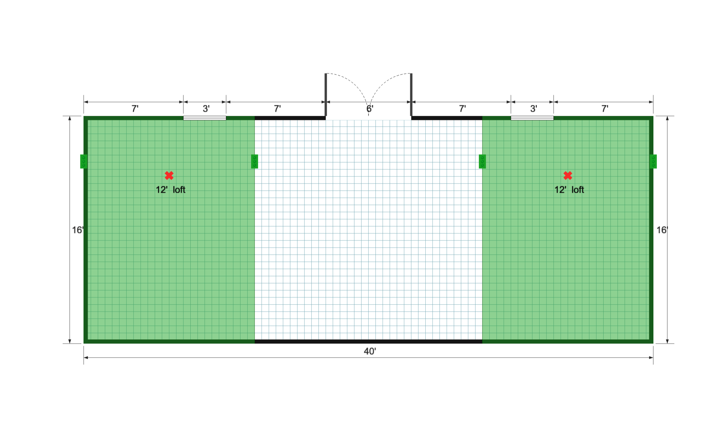 Side-Entry Premier Barn 16×40 floor plan