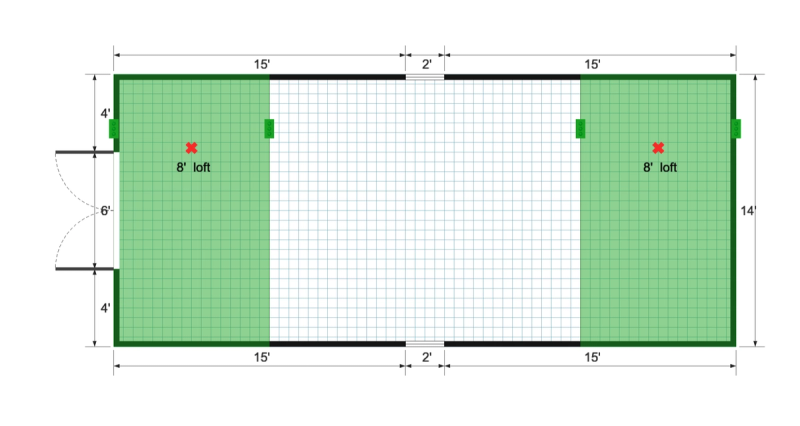 Premier Barn 14×32 floor plan