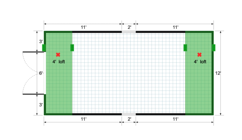 Premier Barn 12×24 floor plan