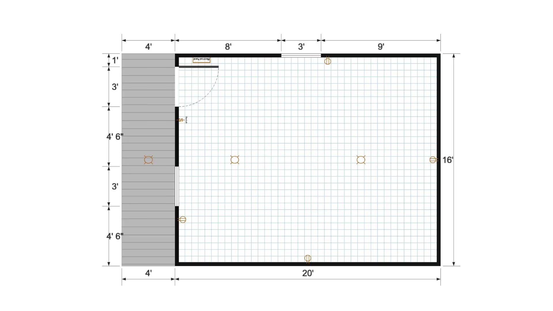 Floor plan for 16x24 Gable Cabinette