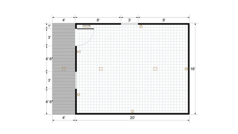 Floor plan for 16x24 Gable Cabinette