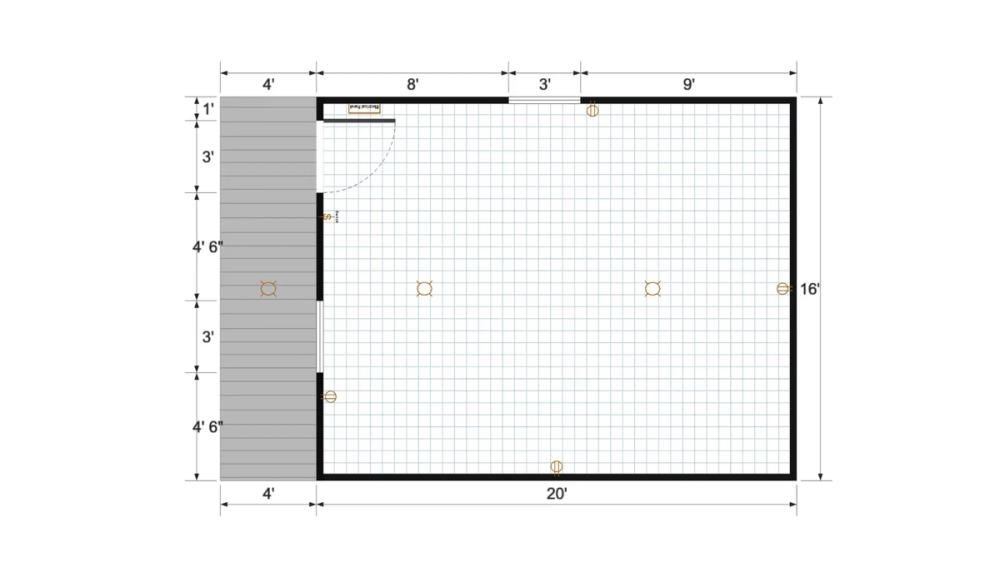 Floor plan for 16x24 Gable Cabinette