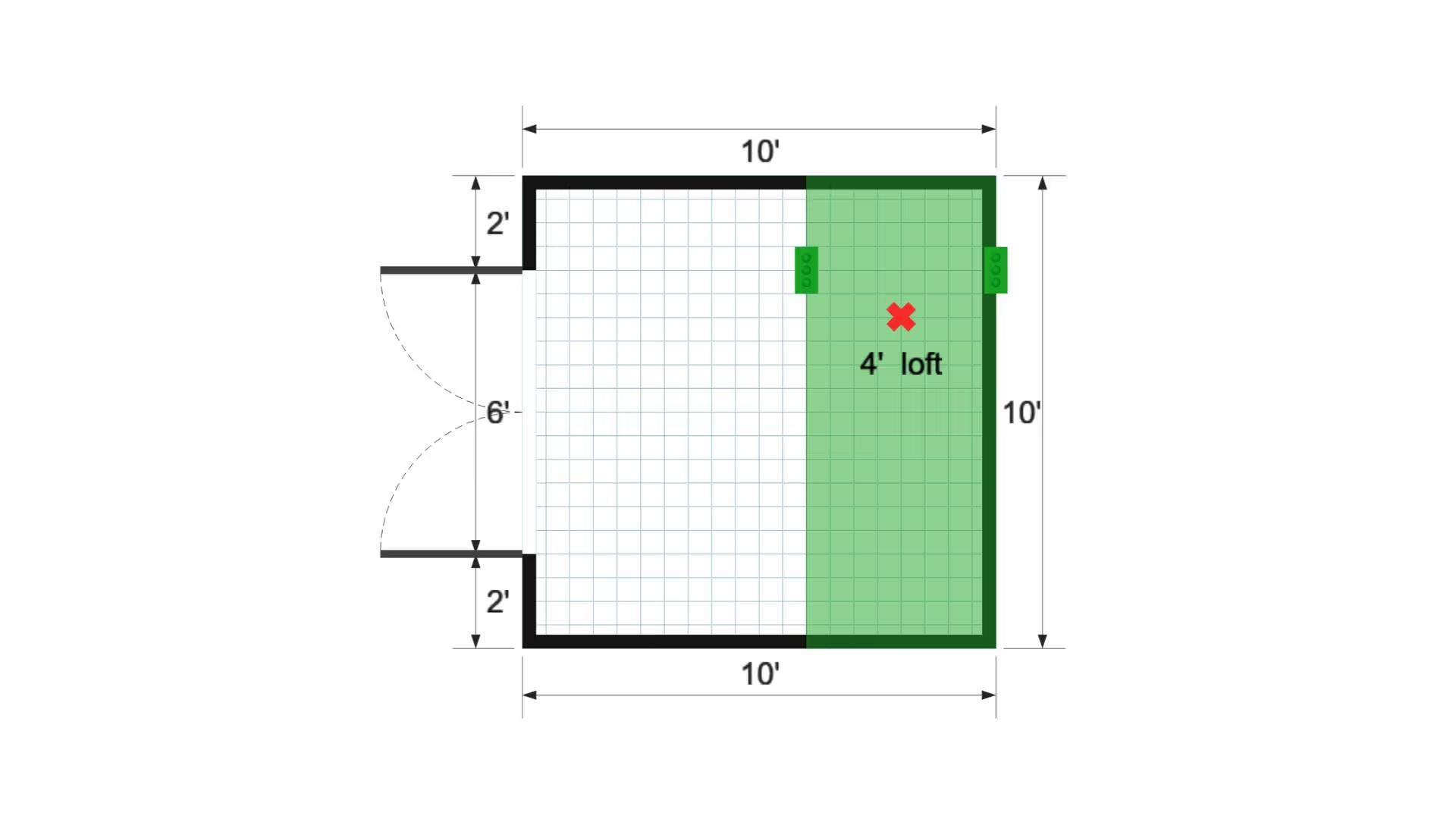 Floor plan for 10x10 Lofted Barn