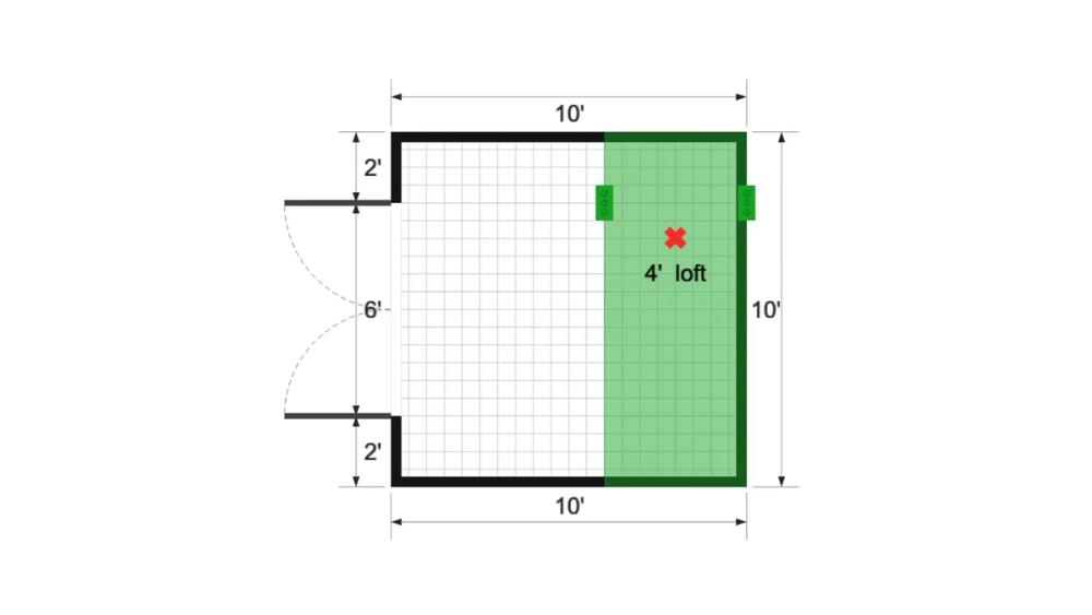Floor plan for 10x10 Lofted Barn