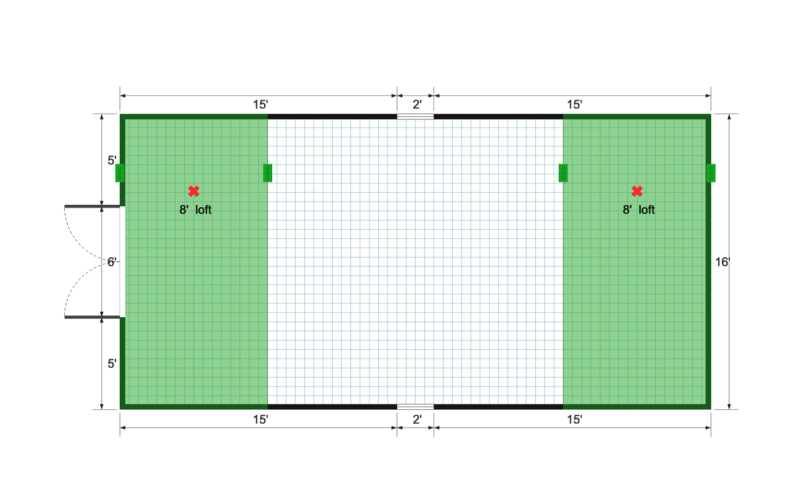 Premier Barn 16×32 floor plan