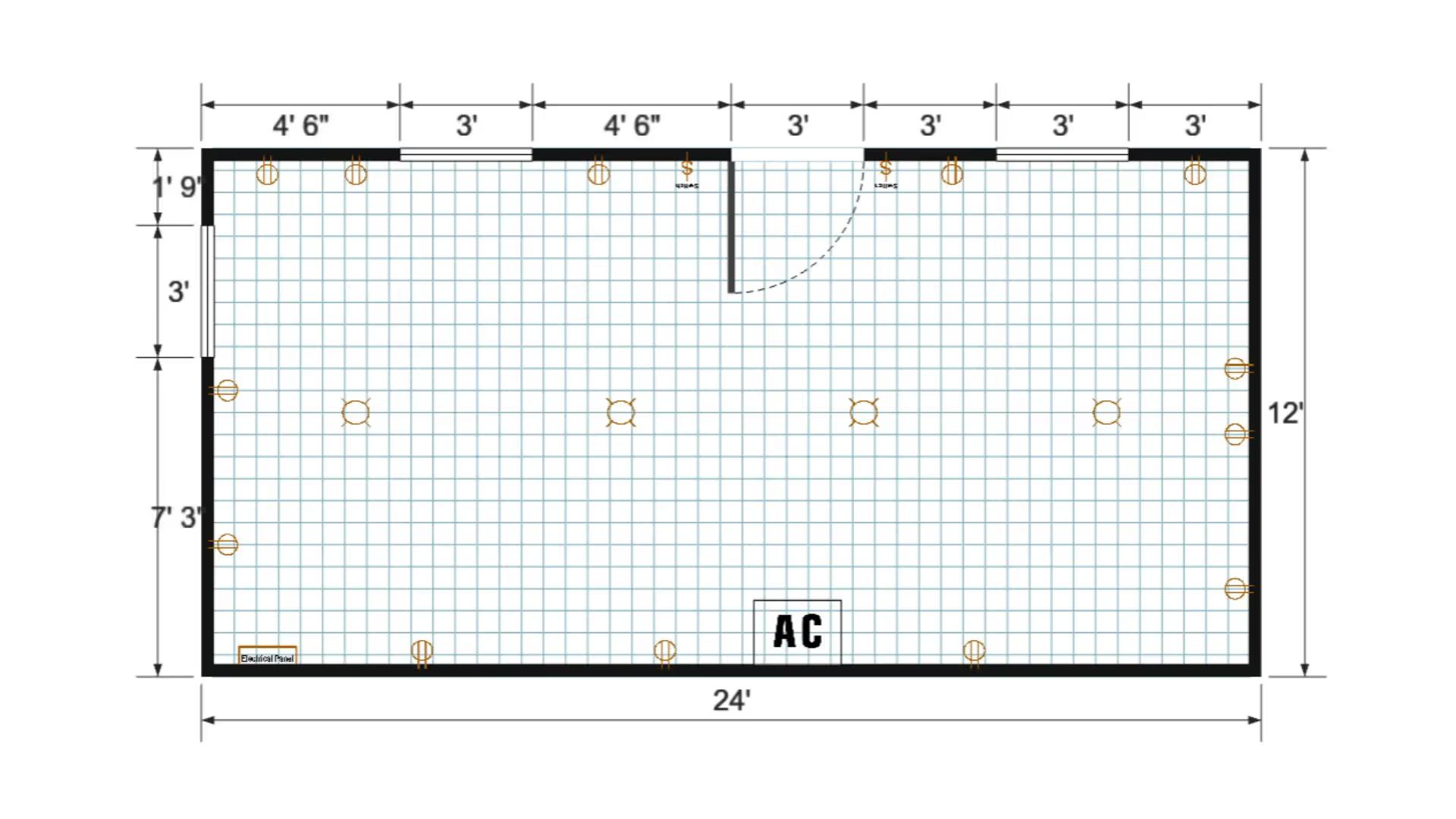 Floor plan for 12x24 Gable Shed